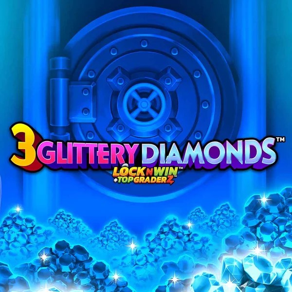 Official Slots logo: 3 Glittery Diamonds by PearFiction Studios at Azurslot Casino